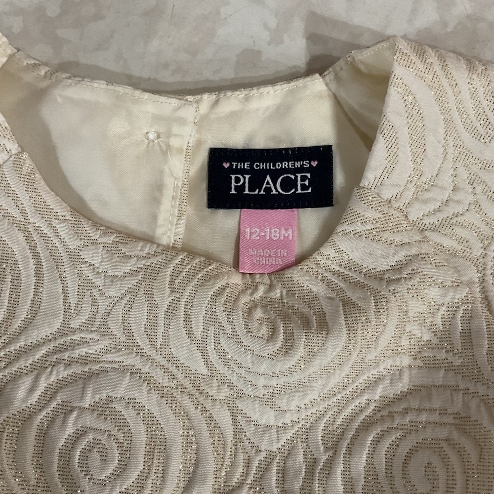 The Children’s Place Elegant Cream Baby Dress with Bow size 12 -18 months - Picture 3 of 6